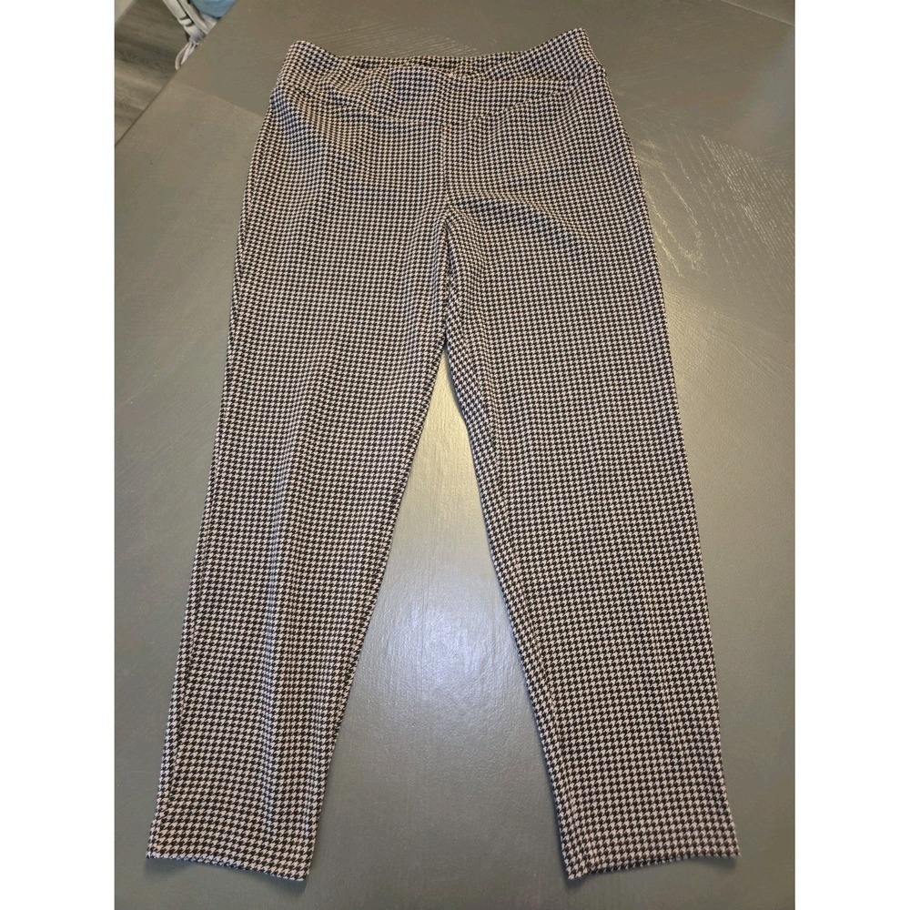 ✨️✨️Maurices Houndstooth Black And Purple Pants Size L Reg Stretch✨️✨️ EUC